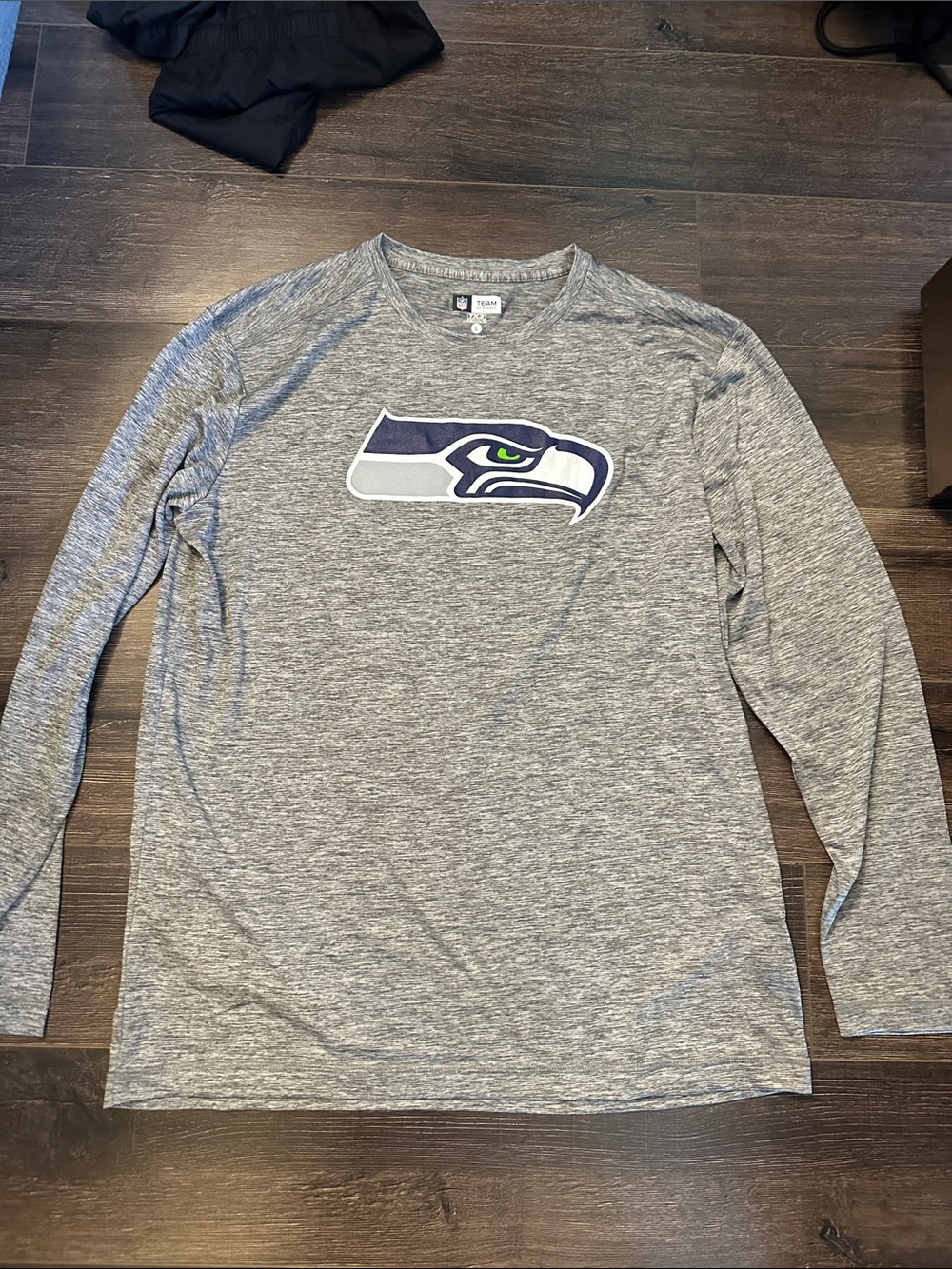 NFL Gray Long Sleeve Shirt with Navy & Green Team Logo